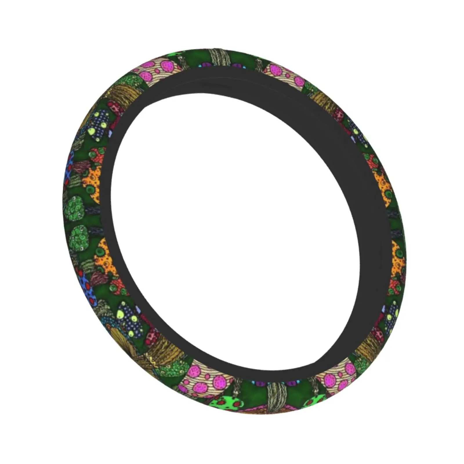 Psychedelic Mushroom Print Steering Wheel Covers Anti Slip Elasticity Car Accessories Steering Wheel Protector Universal 15 Inch
