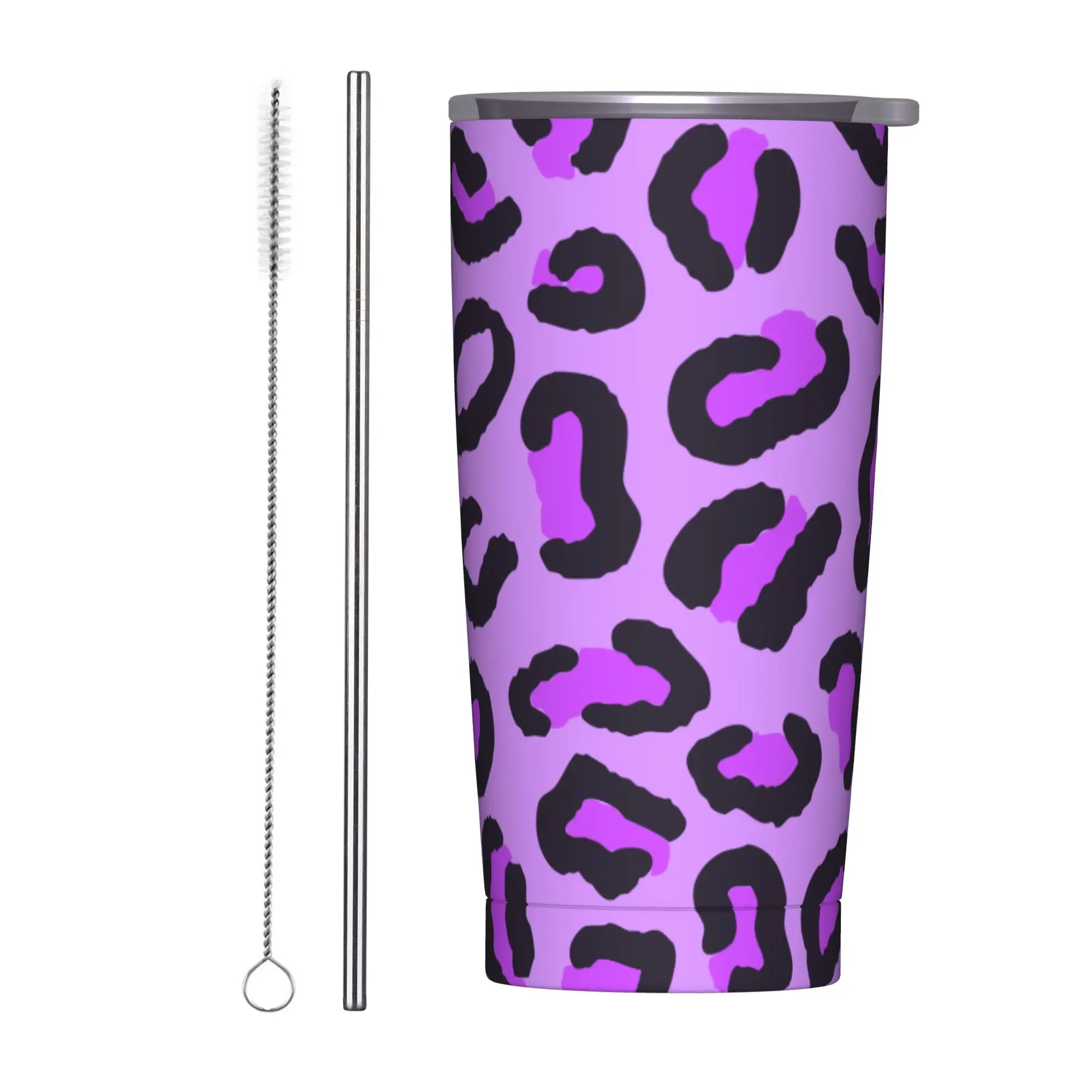 

Термокружка из нержавеющей стали с принтом пурпурной гепардовой леопардовой расцветки, портативная, для горячих напитков, дорожная бутылка для воды