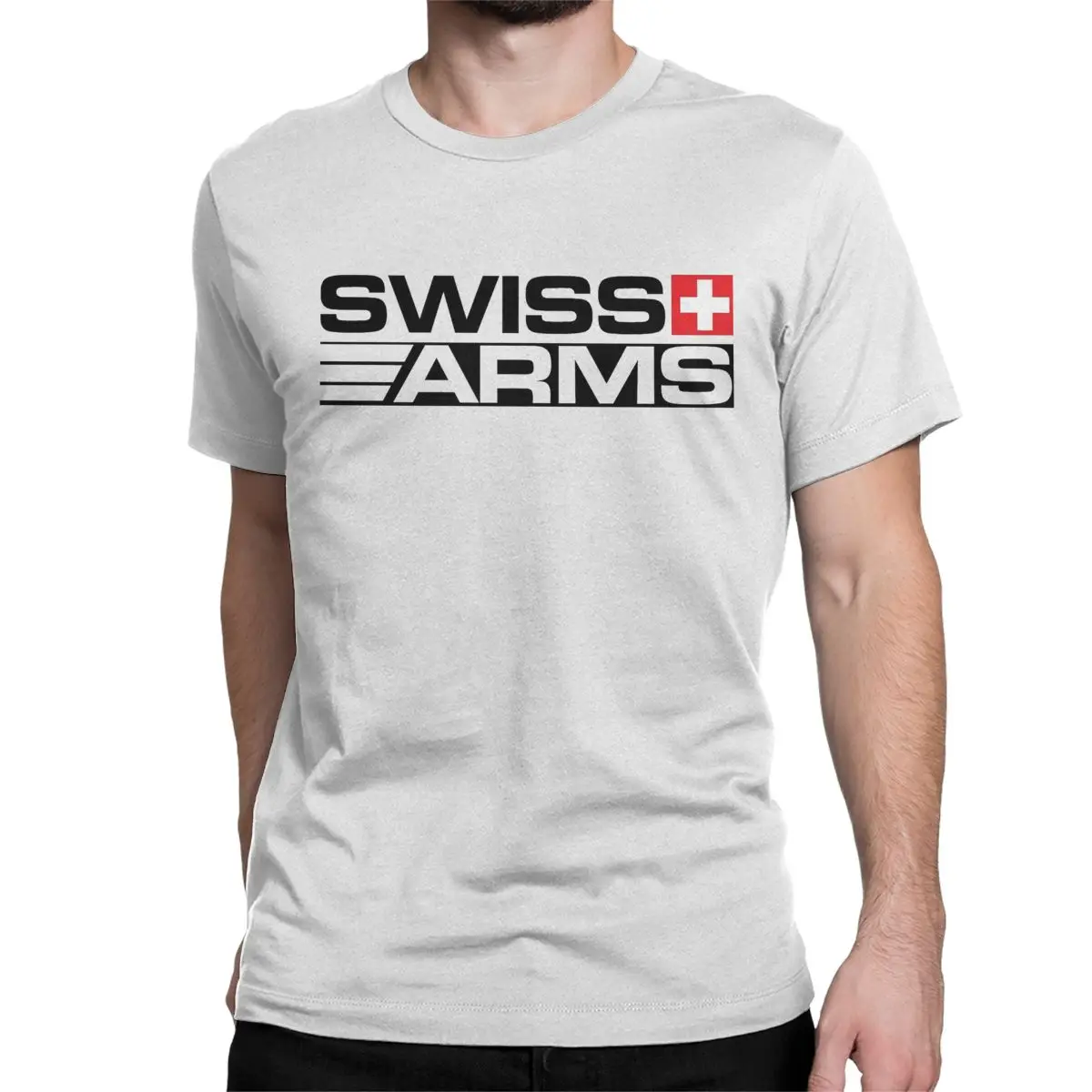 Men Women's T-Shirt SWISS ARMS Firearms Military Gun Funny Cotton Tee Shirt Short Sleeve T Shirt Crew Neck Tops Big Size