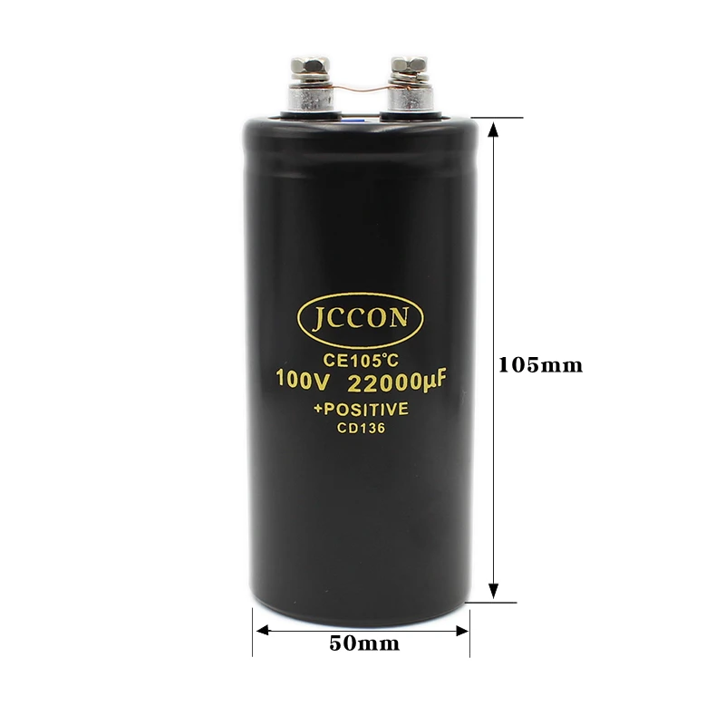 JCCON 100V22000UF 50x105mm MFD Aluminum Bolt screw Audio Filtering Electrolytic Capacitor 105° CD136 Inverter Elevator Capacitor