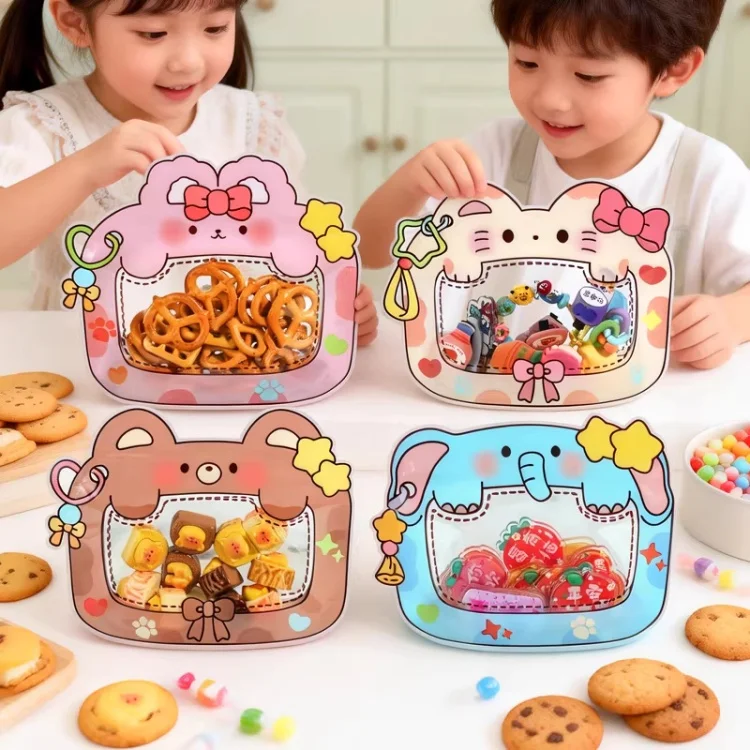 100PCS Cute Animals Plastic Window Packaging Bag DIY Cookies Biscuit Snack Candy Sugar Wedding Birthday Gift Packaging Pouches