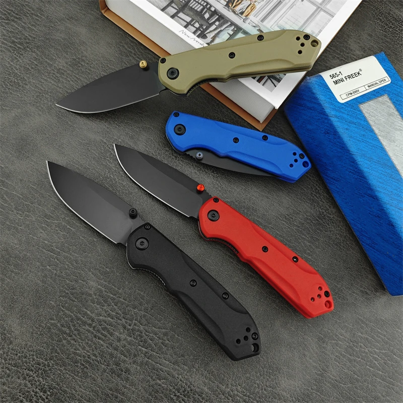 Tactical BM 565 Mini Freek Pocket Folding Knife Satin Plain Blade Nylon Fibre Handles EDC Hunting Knives Outdoor Survival Tools