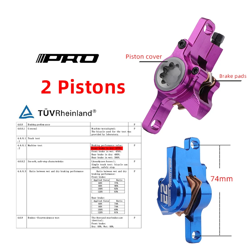 IIIPRO MTB hydraulic brakes 800/1550mm E2 front and rear 2-piston oil pressure DH AM electric bicycle brake