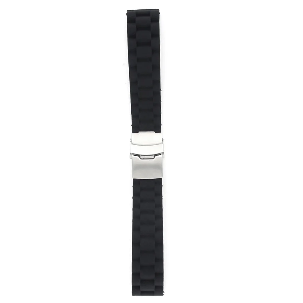 

24mm Silicone Watch Band Waterproof Adjustable 7 4 Inch Stainless Steel Clasp Quick Release Fits Sports Watches