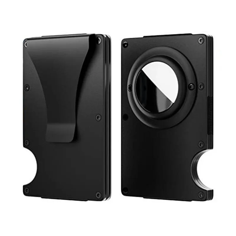 Carbon Fiber & Aluminum Alloy RFID Blocking Metal Card Wallet With AirTag Slot Tracker Card Holder