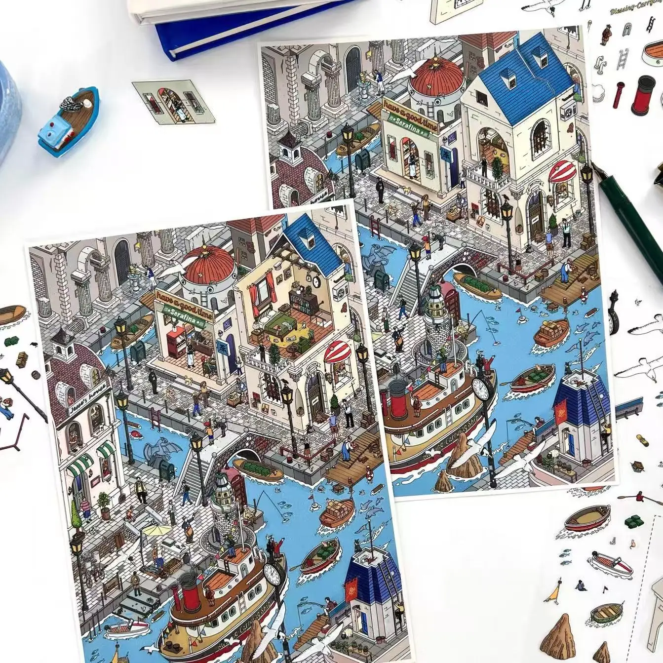 Infeel.me 24 Bullet 3D Stereoscopic Landscape Miniature Yingfei Landscape Stickers Handmade DIY Stickers