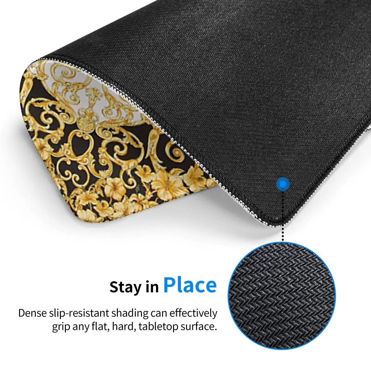 

Многоразмерный декоративный коврик для мыши с золотым медальоном в стиле барокко, для геймеров, для ПК и ноутбуков, коврик для клавиатуры, игровой коврик для компьютерного стола