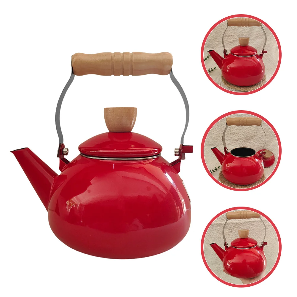 

Enamel Tea Kettle Stovetop Boiling Pot for Loose Leaf Tea Retro Vintage Design Fast Heating Even Heat Distribution Decorative