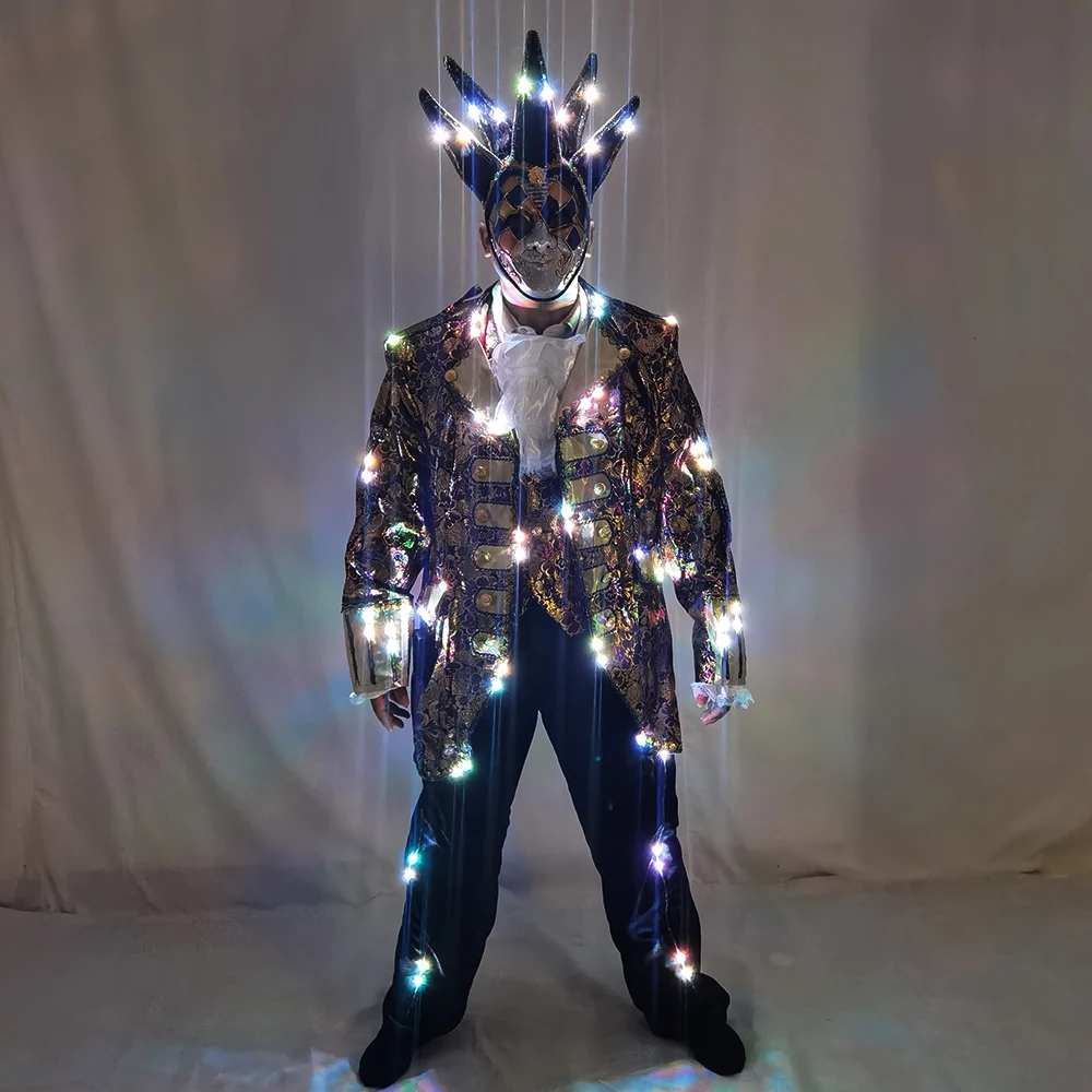 Full Color LED Jacket for Tron Suit LED Court Suit with Mask - Glow-in-the-Dark Costume for Parties And Events