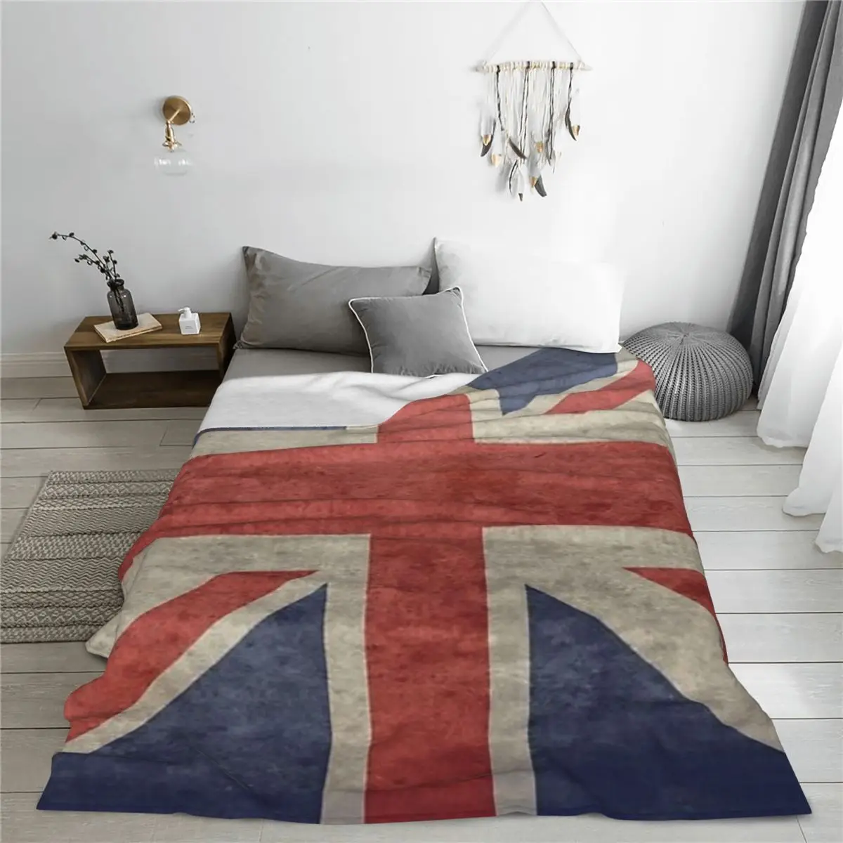 Fluffy Baby Blanket Union Jack Throw Blanket - Warm Winter Blanket With UK Flag Sofa Camp Nap Bedspread Cozy Flannel Blanket