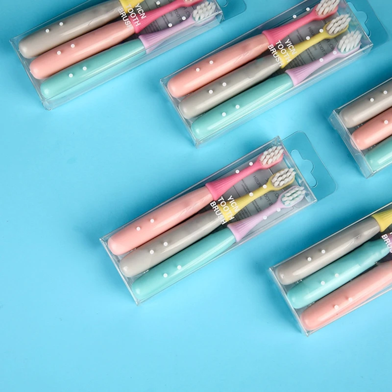3pcs Candy Color Tooth Brushes Baby Kids Toothbrush Soft Fine Bristles Teeth Brush Children Care Cleaning Dropship
