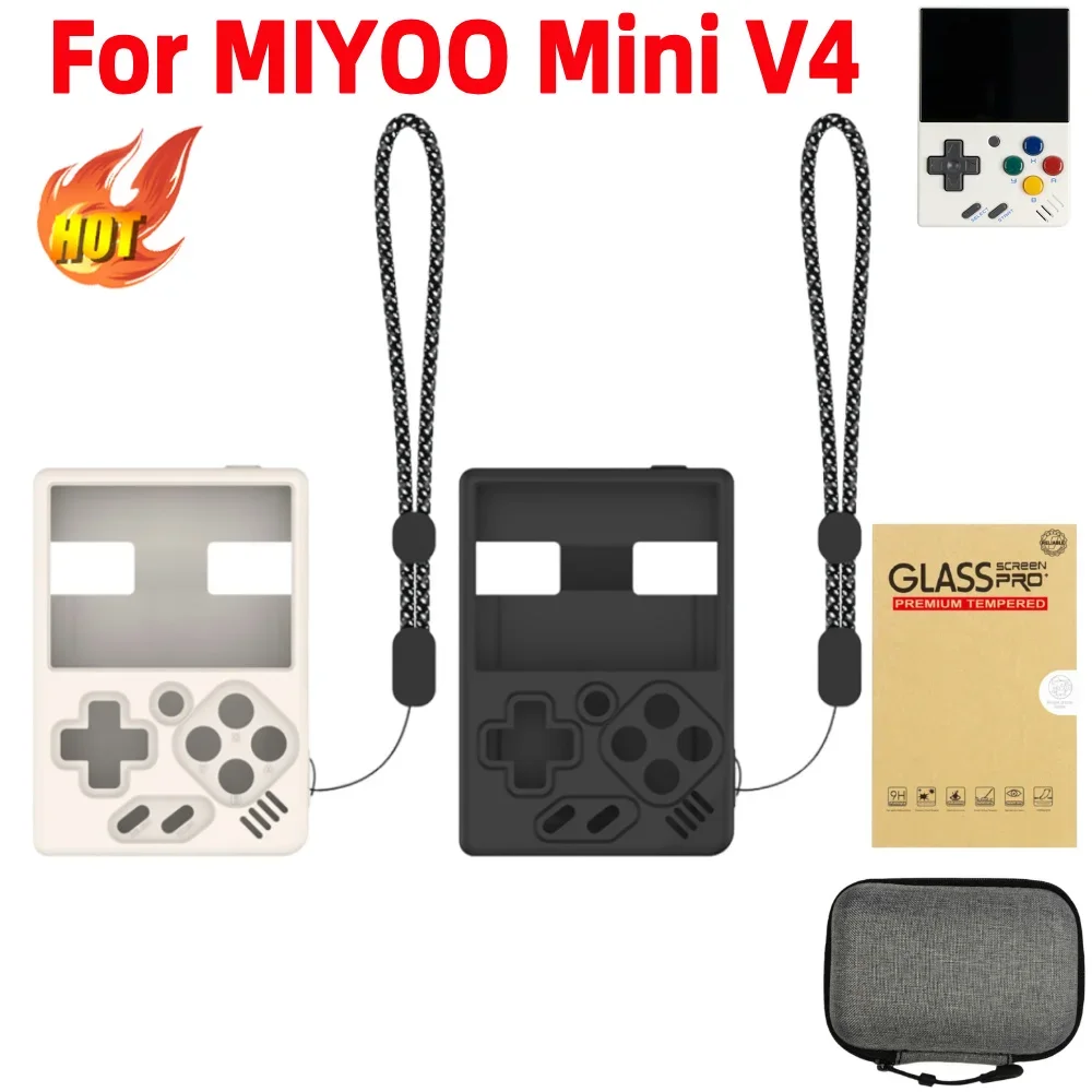 Silikonhülle für MIYOO Mini V4 Gaming-Konsole, stoßfeste Schutzhülle, weiche Schutzhülle mit Trageband ﻿