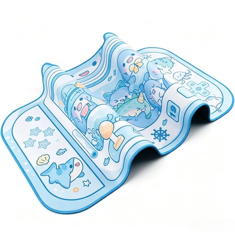 Extra Large Cartoon Rubber Gaming Mouse Pad Cute Sky Blue Shark XXL Big Desk Mat Waterproof Non-slip Laptop Table Accessories