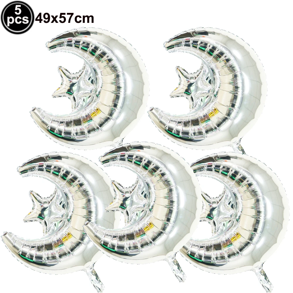 أزرق أبيض عيد مبارك موضوع لوازم راية معلقة دوامة دوامة ديكور القمر ستار احباط بالون عيد رمضان لوازم ديكور الحفلات