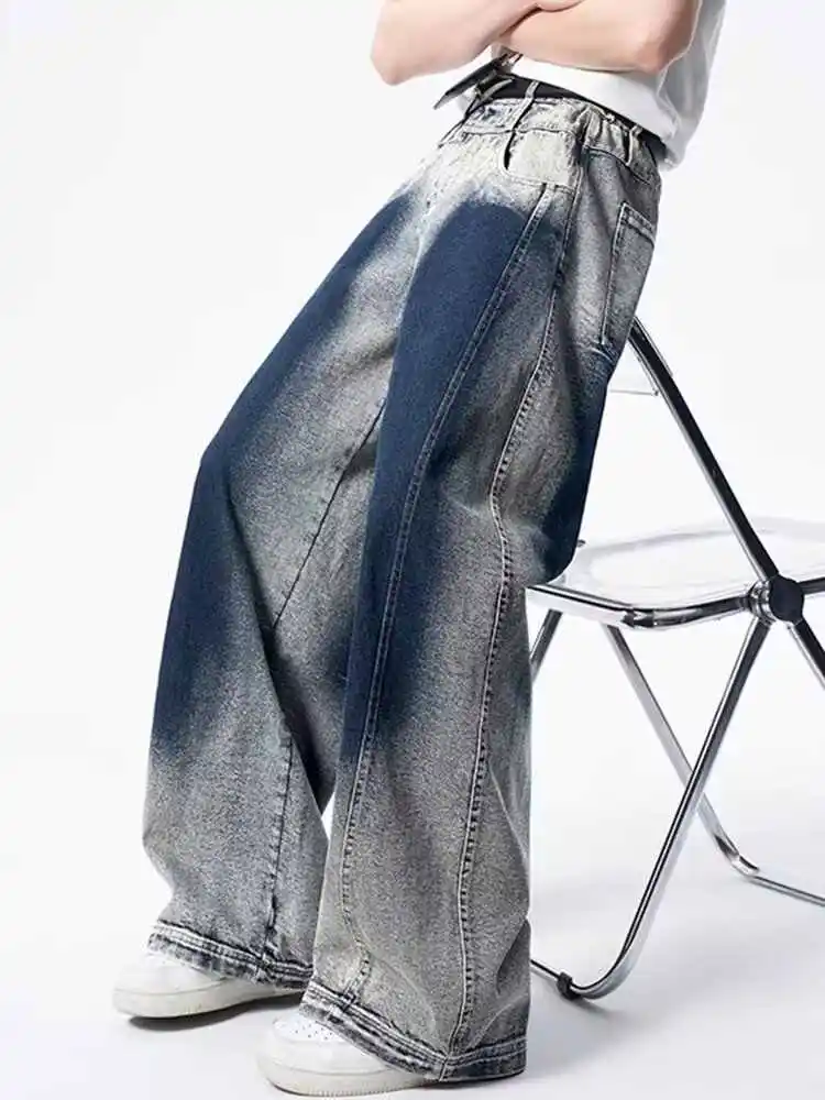 

Women's Blue Y2k Baggy Jeans Harajuku Vintage Gradient Denim Trouser Japanese 2000s Style Oversize Boyfriend Jeans Pants Clothes