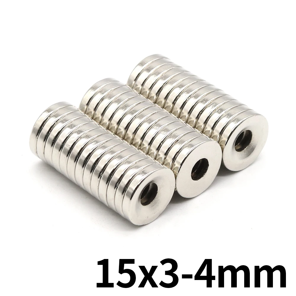 15x3-4mm Round Super Strong Neodymium Magnet with holes N35 Powerful Magnetic NdfeB Permanent Refrigerator Magnet imanes DIY