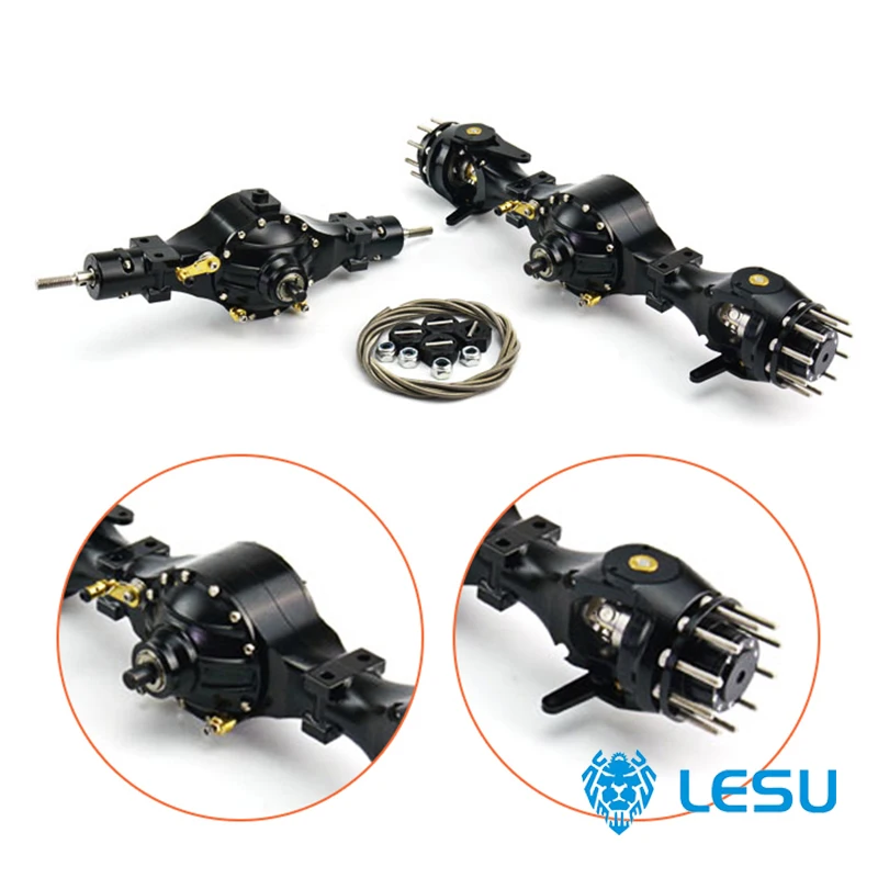 LESU Metal Front Rear Axles Diff Lock RC 1/14 Tamiyay RC 4X4 4WD Truck Outdoor Toys TH02049