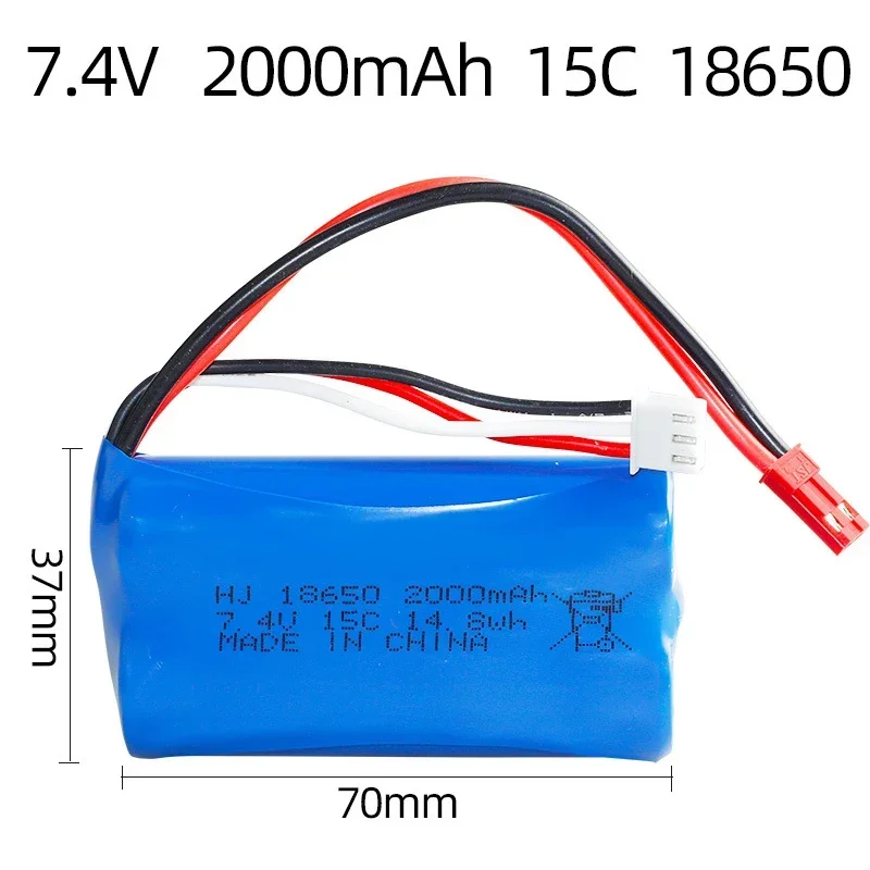 Akumulator 18650 7,4 V 2000 mAh 15C z 2 wtyczkami o dużej rzeczywistej pojemności do zdalnie sterowanego samochodu Offroad Power Bank Li Lon