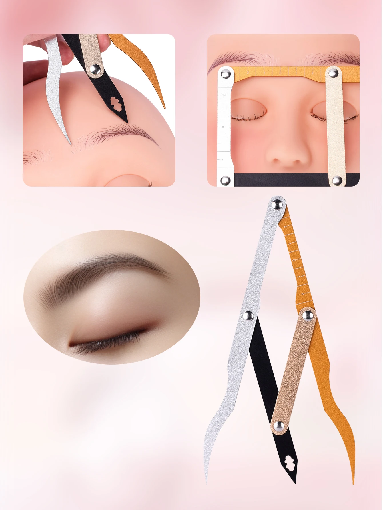 

Eyebrow Ruler Golden Ratio Caliper Ruler Stainless Steel Eyebrow Makeup Ruler Foldable Eyebrow Microblading Permanent Makeup