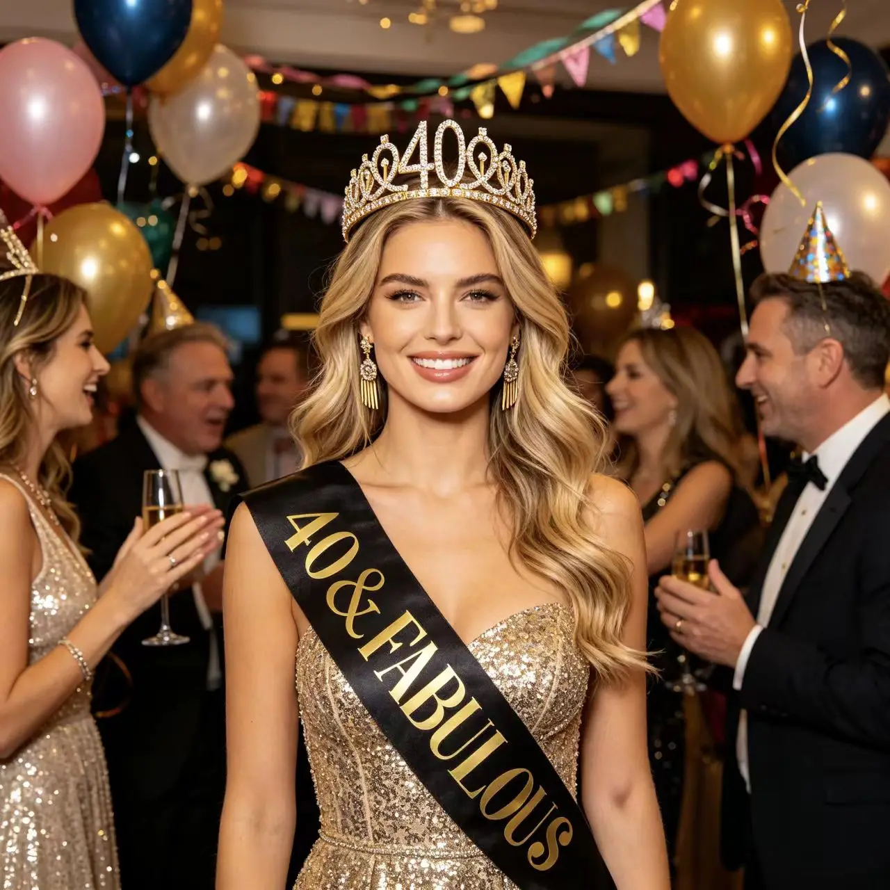 Geburtstags-Tiara Krone Schärpe für Frauen und Mädchen zum 30., 40., 50., 60., 70., 80. Geburtstag Deko-Geschenk – Detail 1