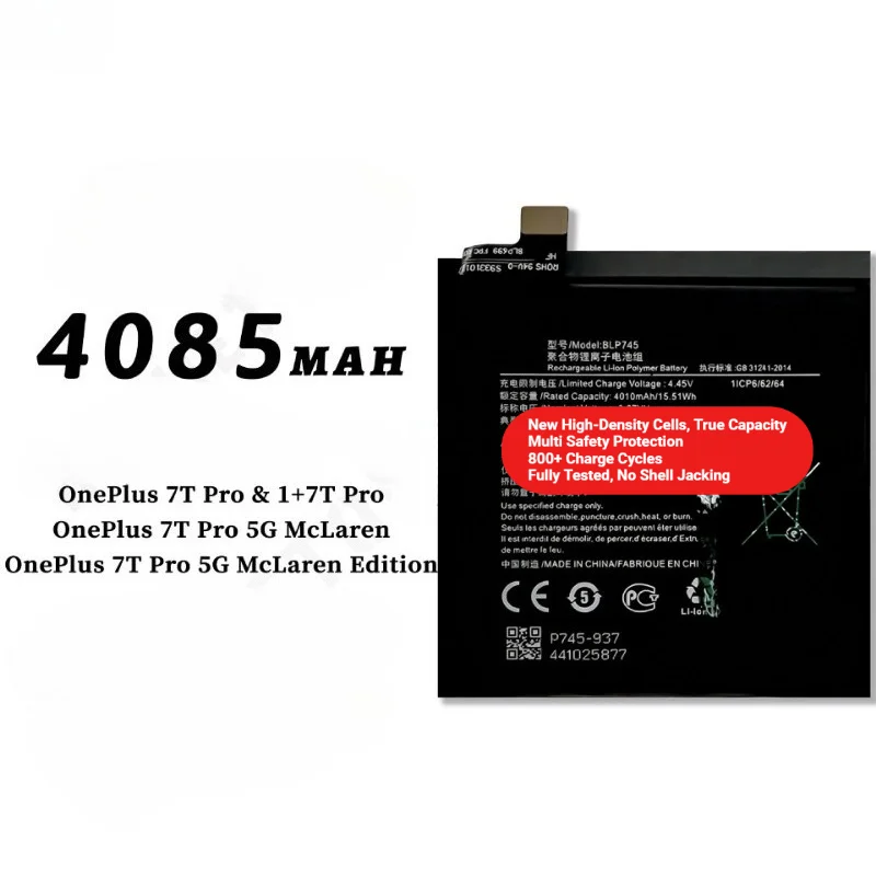 BLP745 for OPPO OnePlus 7T Pro/1+7T Pro/OnePlus 7T Pro 5G McLaren/OnePlus 7T Pro 5G McLaren Phone Battery Replacement Bateria