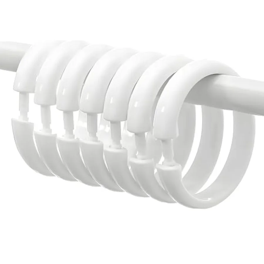 

24 шт. белые пластиковые кольца для занавесок для душа, прочные легкие крючки для занавесок для душа