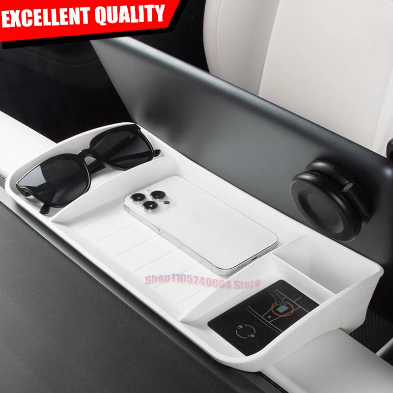 For Tesla Model 3 Y Screen Rear Organizer Box With Magnetic Storage ETC Sunglasses Tray And Tissue Holder Accessories
