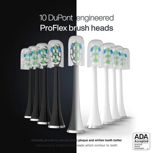 Brosse à dents électrique AquaSonic DUO PRO, ultra blanchissant, 40,000 VPM, ADA accepté, 4 modes avec Smart