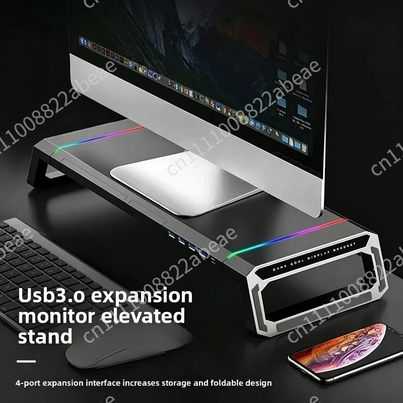Computer Monitor Stand Riser Adjustable Folding Desktop Bracket Storage Base Multi Functional Organizer for Home Office Use