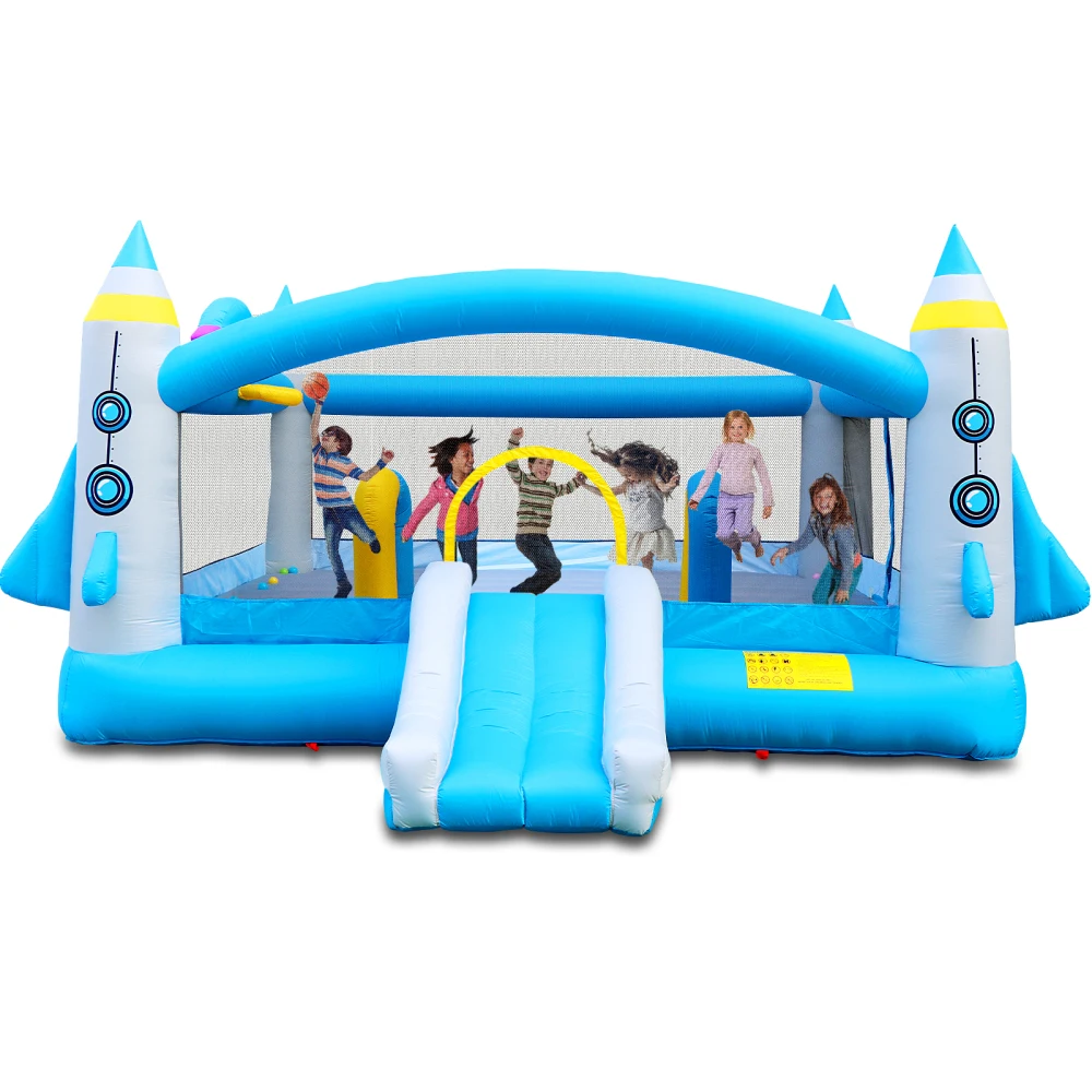 มัลติฟังก์ชั่น Jump 'n Slide Inflatable Bouncer สําหรับเด็กติดตั้งพร้อมเครื่องเป่าลม 198 "X 180" พื้นที่เล่น - สูง 96"