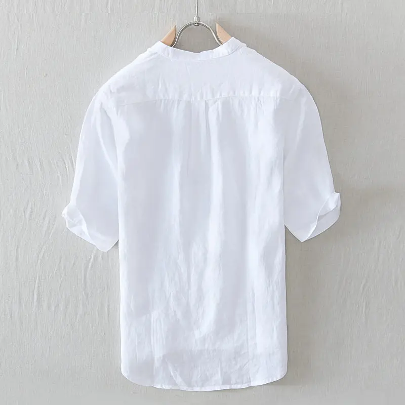 Summer Thin Cotton Linen Half Sleeve Loose Fit round Neck Men's T-Shirt CleanFit Style Citywalk Shirt Resistant to Dirt And S...