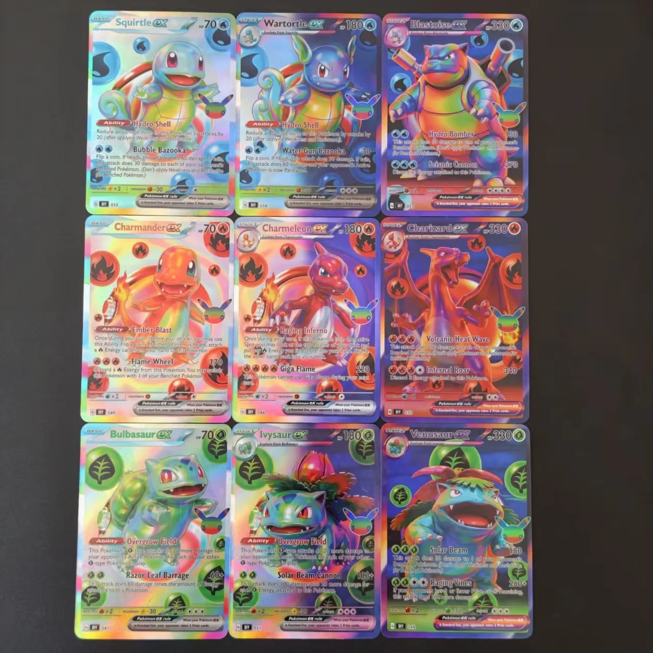 DIY PKM Card Pokmon 30th Anniversary Charizard Venusaur Blastoise Holo Foil Self Made Classic Game Anime Cards Gift Toy