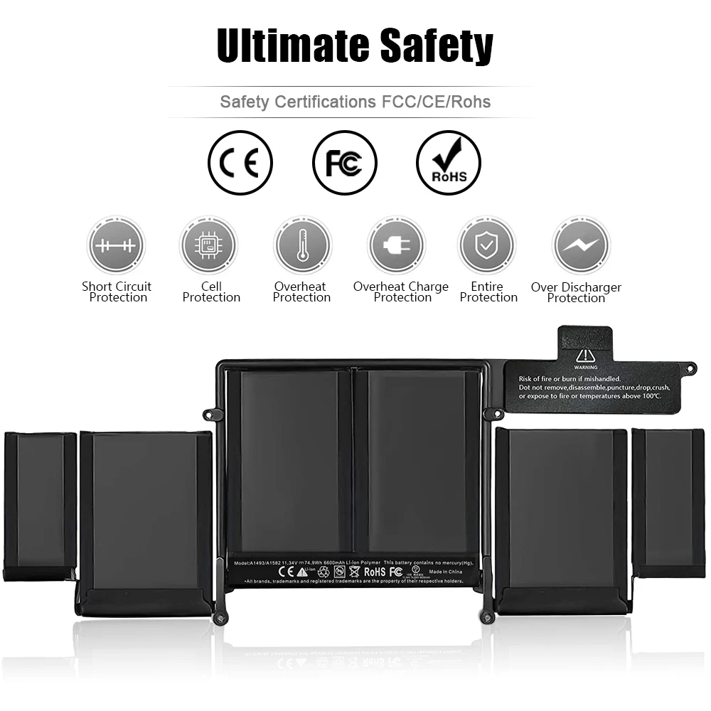 Imagem -05 - Liscn 11.34v A1493 Bateria do Portátil para Apple Macbook Pro 13 Retina A1502 Início de 2023 Meados de 2014 Final de 2013 Me864ll a Me866ll a Me864