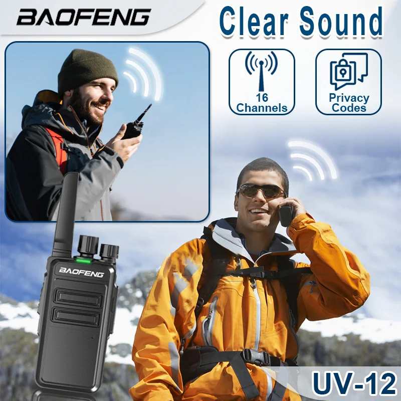 Baofeng UV-12 Walkie Talkies Mini Wireless Copy Frequency Type-C Charging UHF 400-470MHz High Capacity Children Kids Gift UV-12A