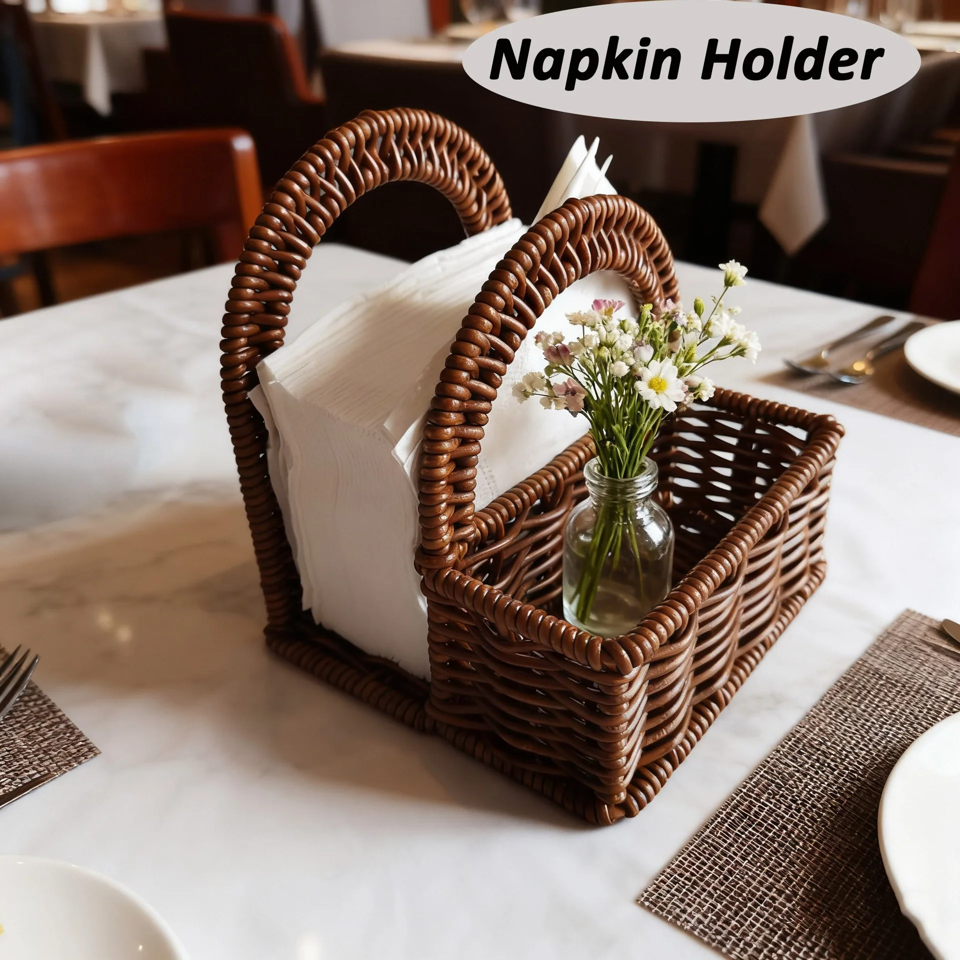 Hand Woven Napkin Holder Dining Table Napkin Holder Home Hotel Restaurant Cafe Vertical Desktop Tissue Storage Rack
