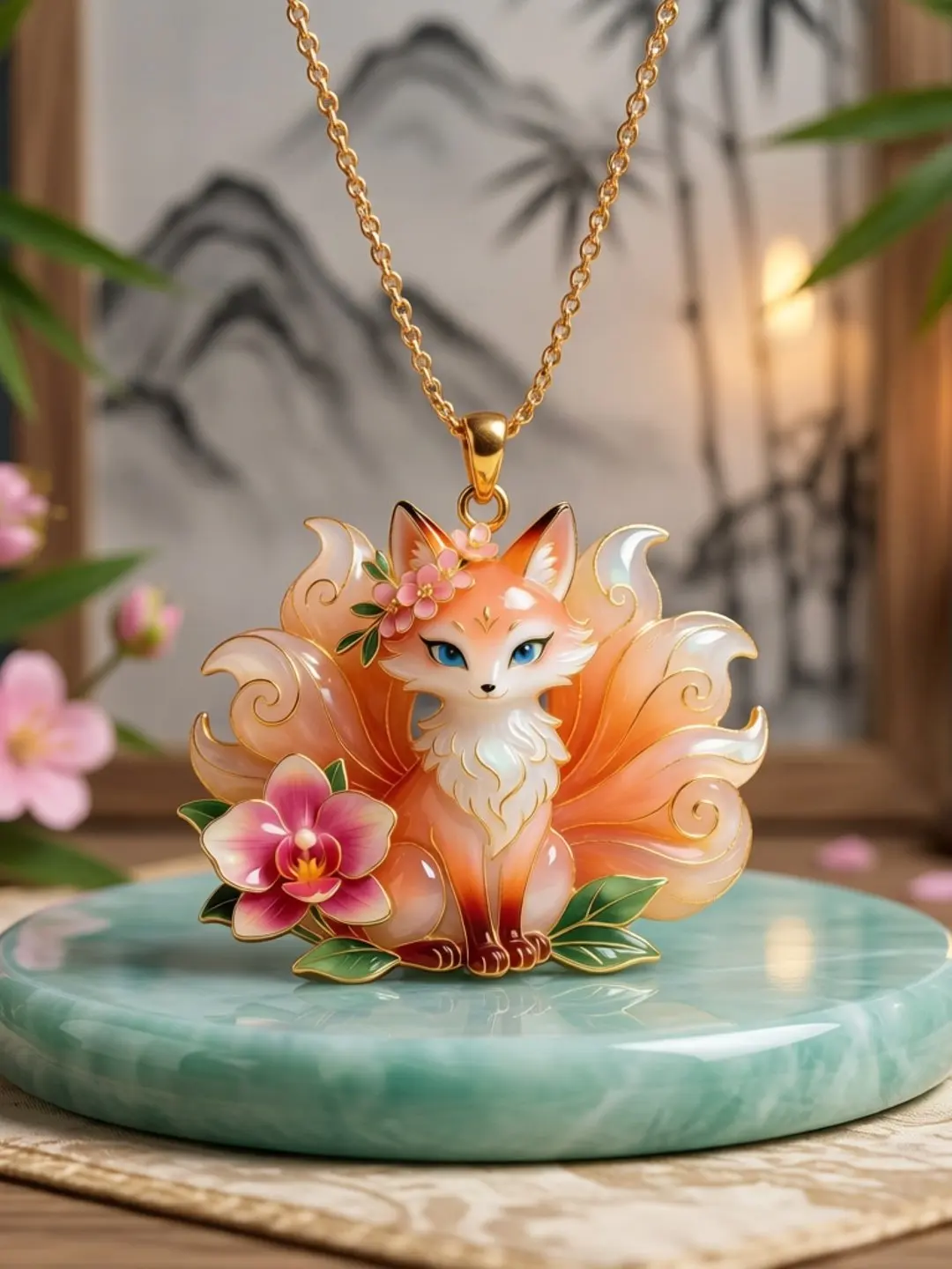 

New Chinese Style Nine-Tailed Spirit Fox Metal Necklace Pendant Fashion Luxury Design Jewelry Gift for Best Friend