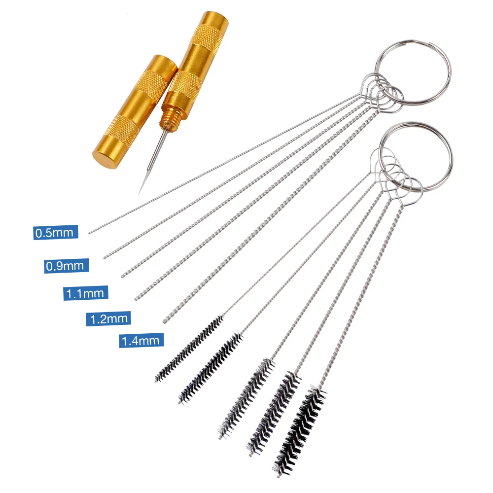 11/22 pcs AirBrush Spray Gun Nozzle Cleaning Set Needle Brush Repair Tool Stainless Steel Handle Precision Car Motorcycle Kit