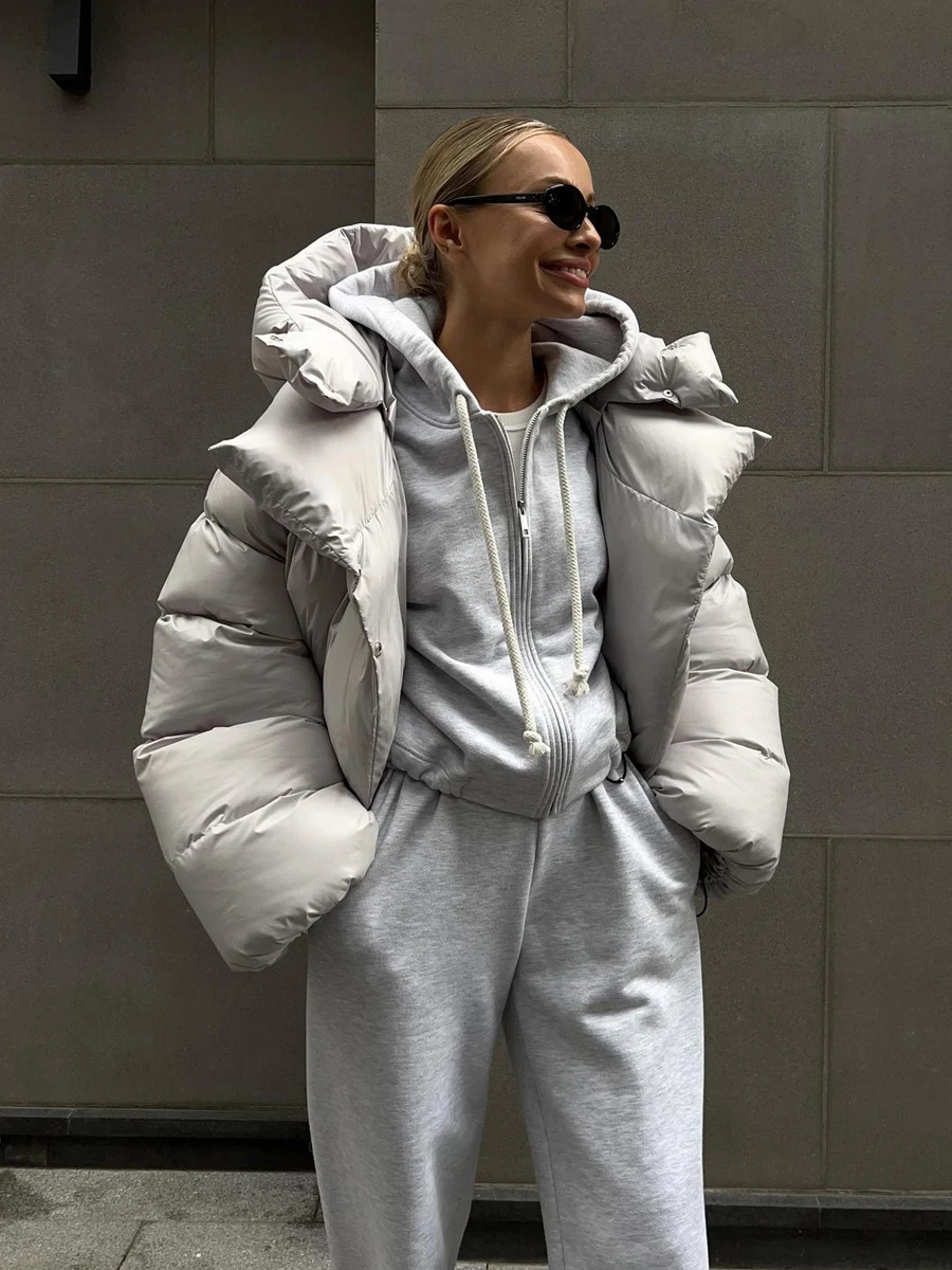 Dicker, warmer Puffer-Baumwollmantel, Damen-Brotjacke, Herbst-Winter, mit Kapuze, Steppjacke, mit Baumwolle gefütterte Langarm-Oberbekleidung