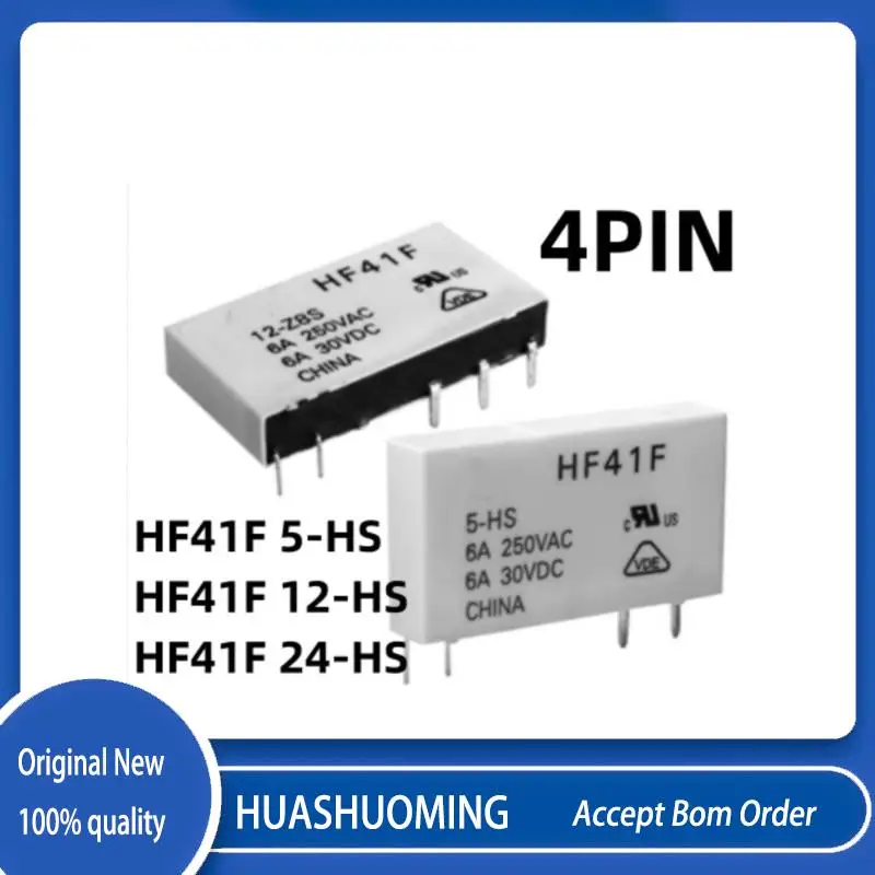 NEW 10PCS/LoT   HF41F 5-HS  HF41F 12-HS  HF41F 24-HS  HF41F-12-HS  HF41F 12 HS   5VDC  12VDC 24VDC 4PIN