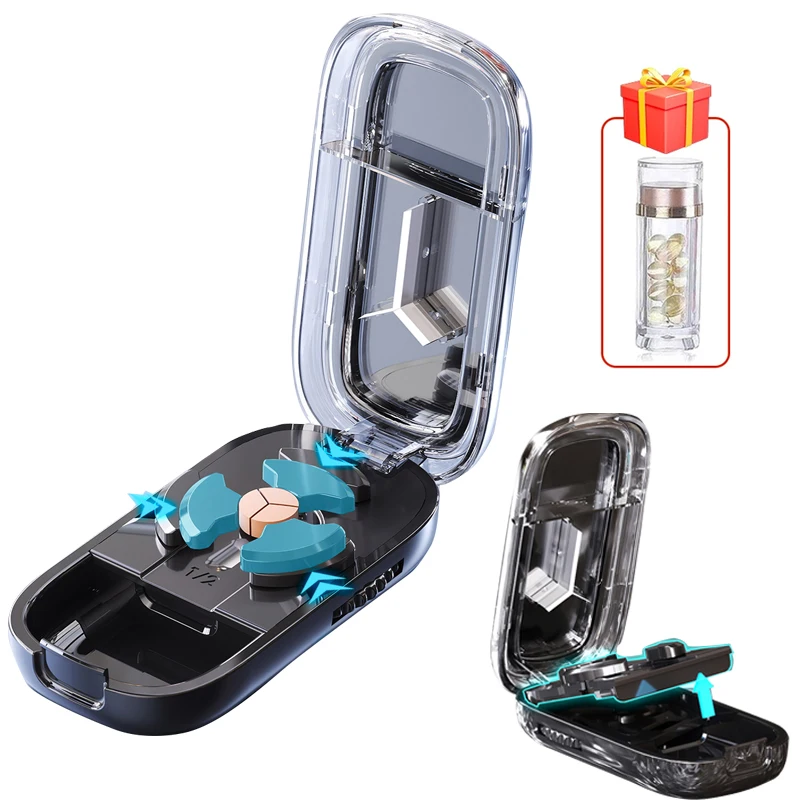 

1/3 резак для таблеток, профессиональный разделитель таблеток для резки маленьких таблеток или больших таблеток, которые можно использовать в качестве коробки для таблеток для путешествий