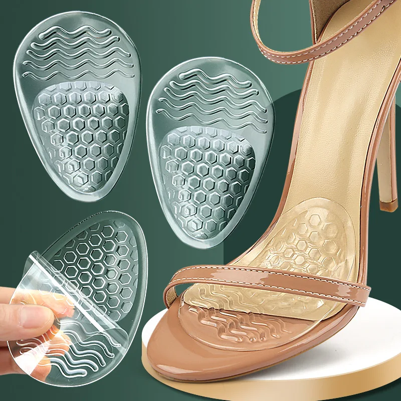 Sandals Insoles Ladies High Heel Shoe Insole Female Half Pad Reduces Friction Pain Silicone Forefoot Pad Anti-skid Foot Care Pad