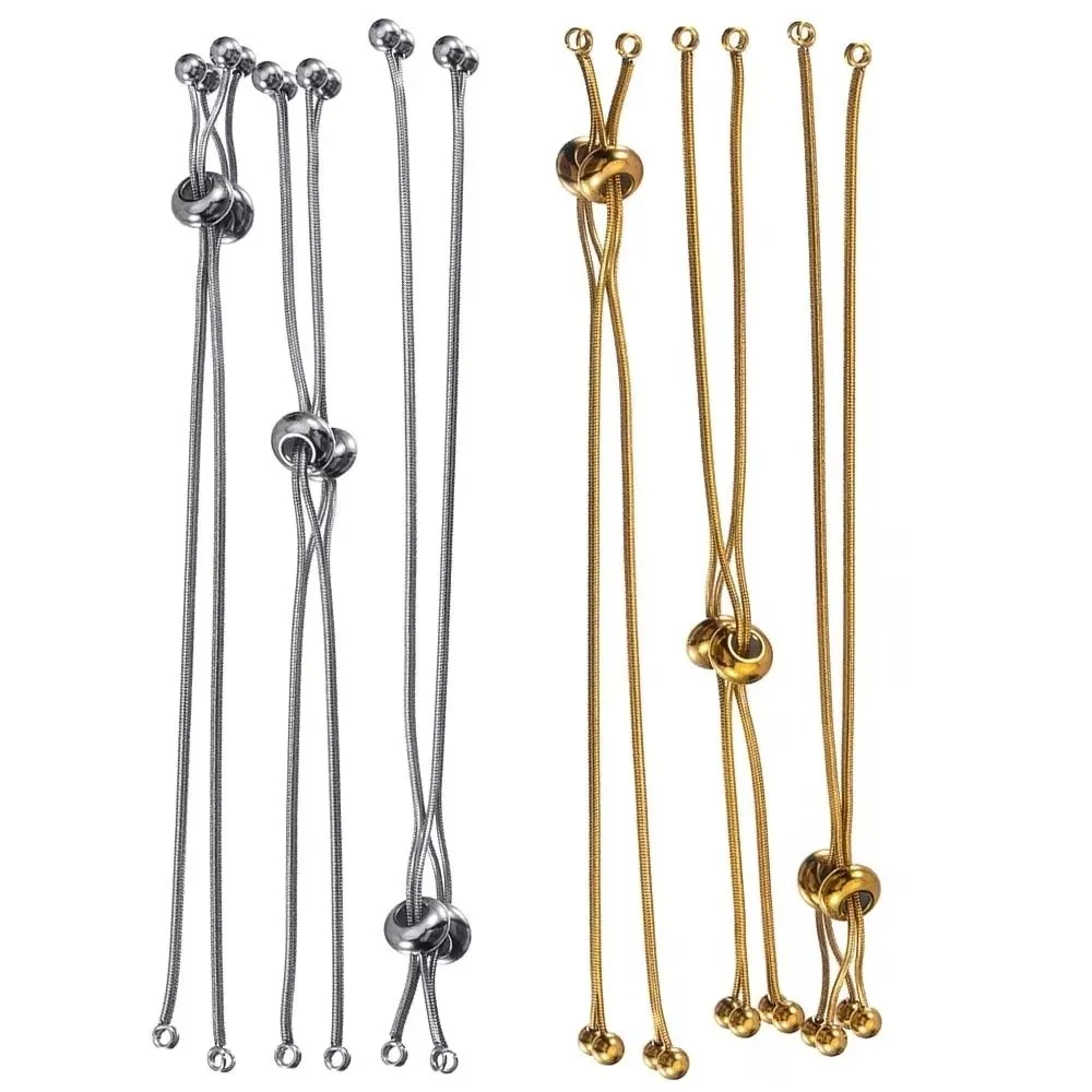 5Pcs Gold Extension Chains Stainless Steel Silver Necklace Extender Adjustable Round Ball Hand Bracelet Extensions