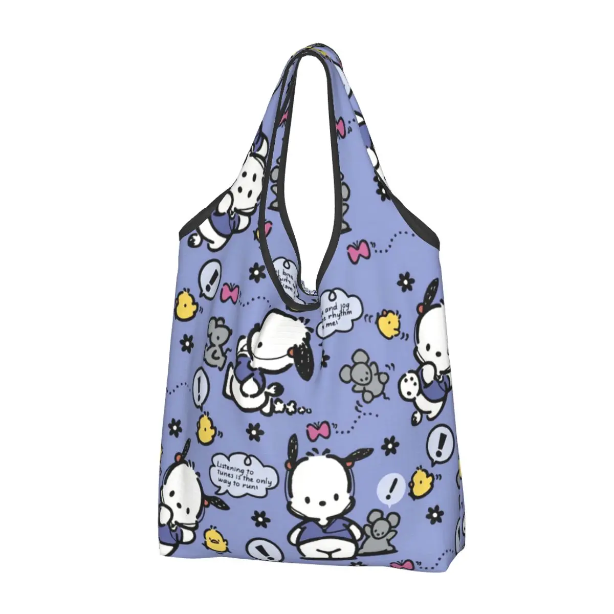 Custom Recycling Pochacco Sanrio Cartoon Shopping Bag Women Tote Bag Portable Groceries Shopper Bags