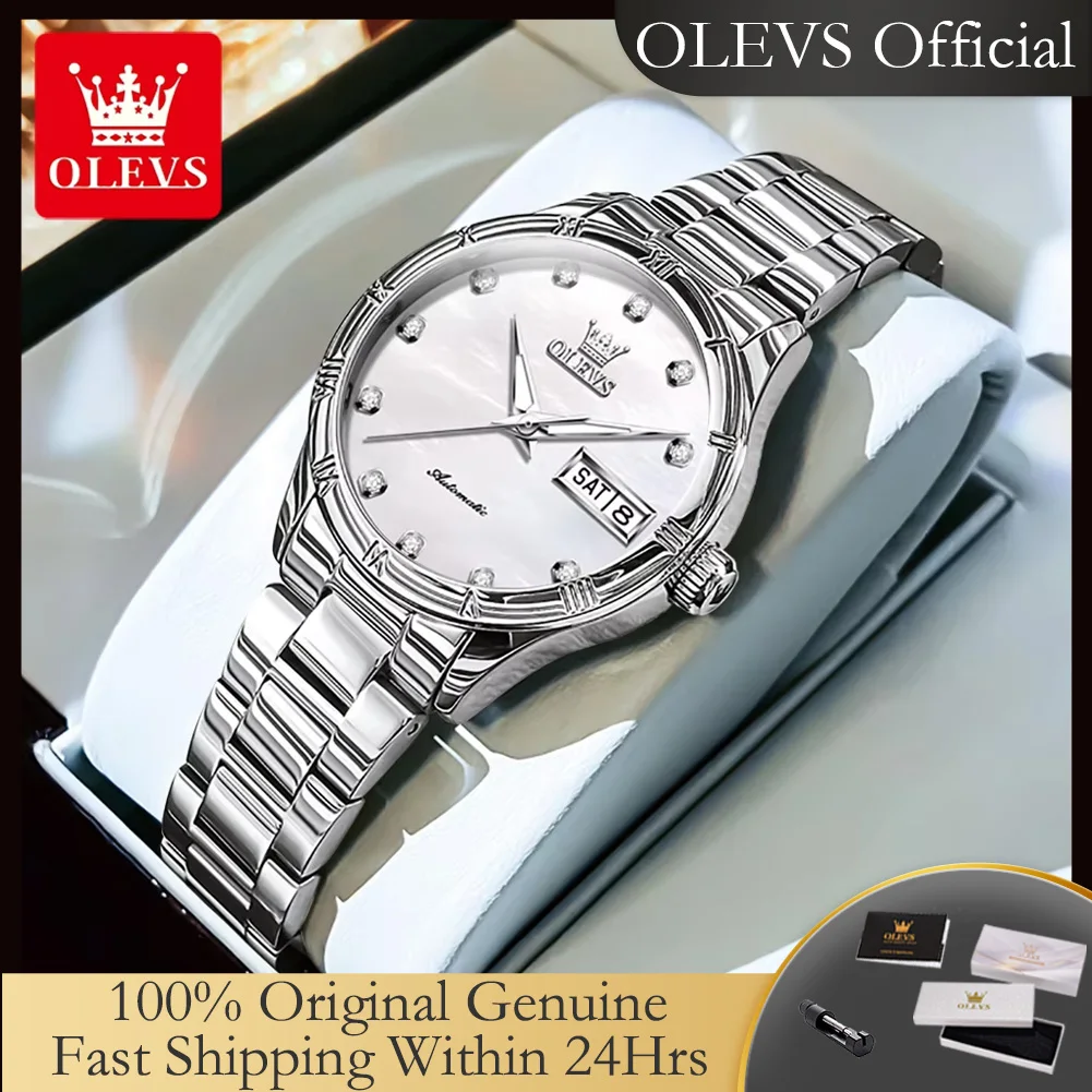 

OLEVS 7030 Automatic Watch for Women Luxury Diamond Scale Waterproof Calendar Mechanical Woman Watch Original Ladies Wristwatch