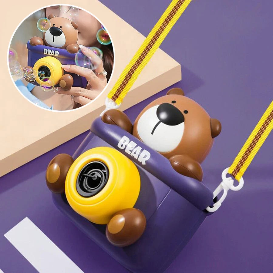 น่ารักมีรูพรุนไฟฟ้าหมี Bubble Machine ของเล่นเด็กอัตโนมัติสบู่ Blower พร้อมไฟเพลงฤดูร้อนกลางแจ้งเกมของเล่น