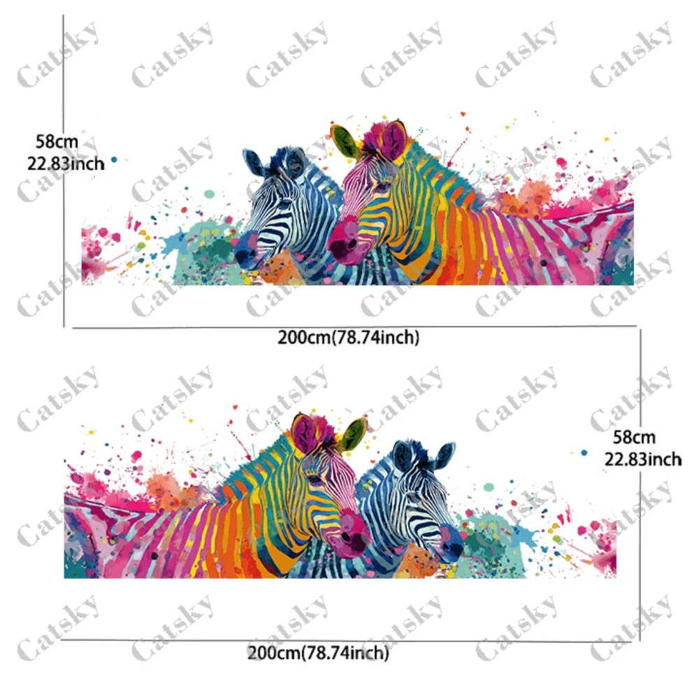 Colourful Zebra Splatter Car Side Car Wraps, Self-Adhesive PVC Waterproof & Scratch-Resistant Stickers, Car Accessory Gift