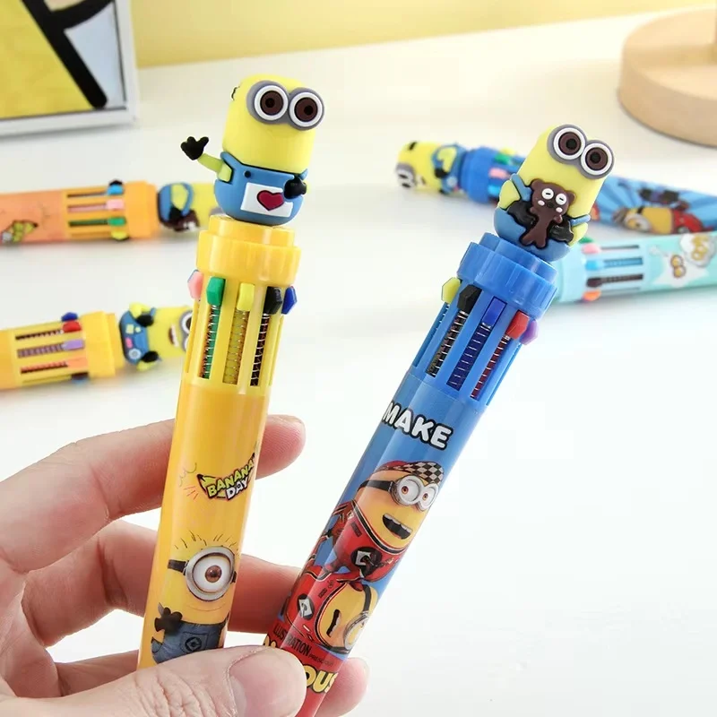 6/36pcs Minions Doll 10-Color Ballpoint Pen Despicable Me Mark Hand-Held Pen 6 Styles Children Student Stationery Gift Wholesale image 4
