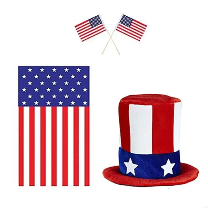 

270D Unisex Adult Cape Costume Eyeglasses Head Scarf Hat For 4th of July Festival Celebration Independence Day Celebration