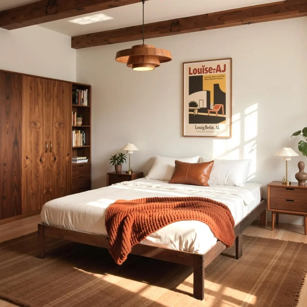 

Solid Wood Bed Frame with Wood Slat Support, No Box Spring Needed, Easy Assembly, Reinforced Center Legs(Queen,Walnut)