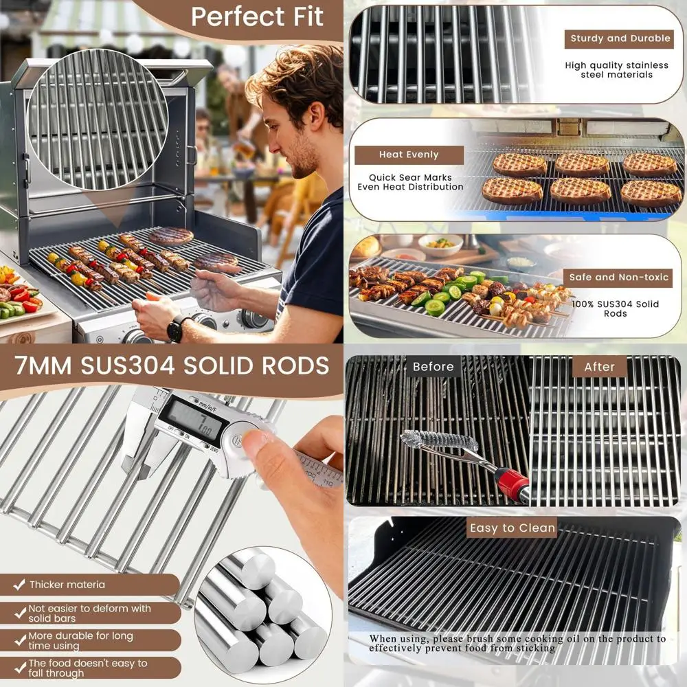 

3-Pack Stainless Steel BBQ Grill Grates for Dyna-Glo Models DGE530BSP-D, DGE530GSP-D, DGE530SSP-D